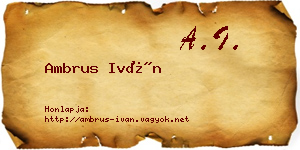 Ambrus Iván névjegykártya